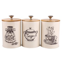 HeriNova 3-Piece Kitchen Storage Set – Stylish Sugar, Coffee, and Tea Containers with Airtight Lids
