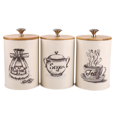 HeriNova 3-Piece Kitchen Storage Set – Stylish Sugar, Coffee, and Tea Containers with Airtight Lids